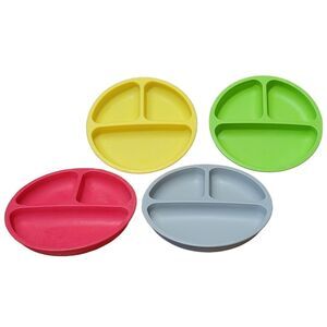 4pk of silicone kids dinner plates